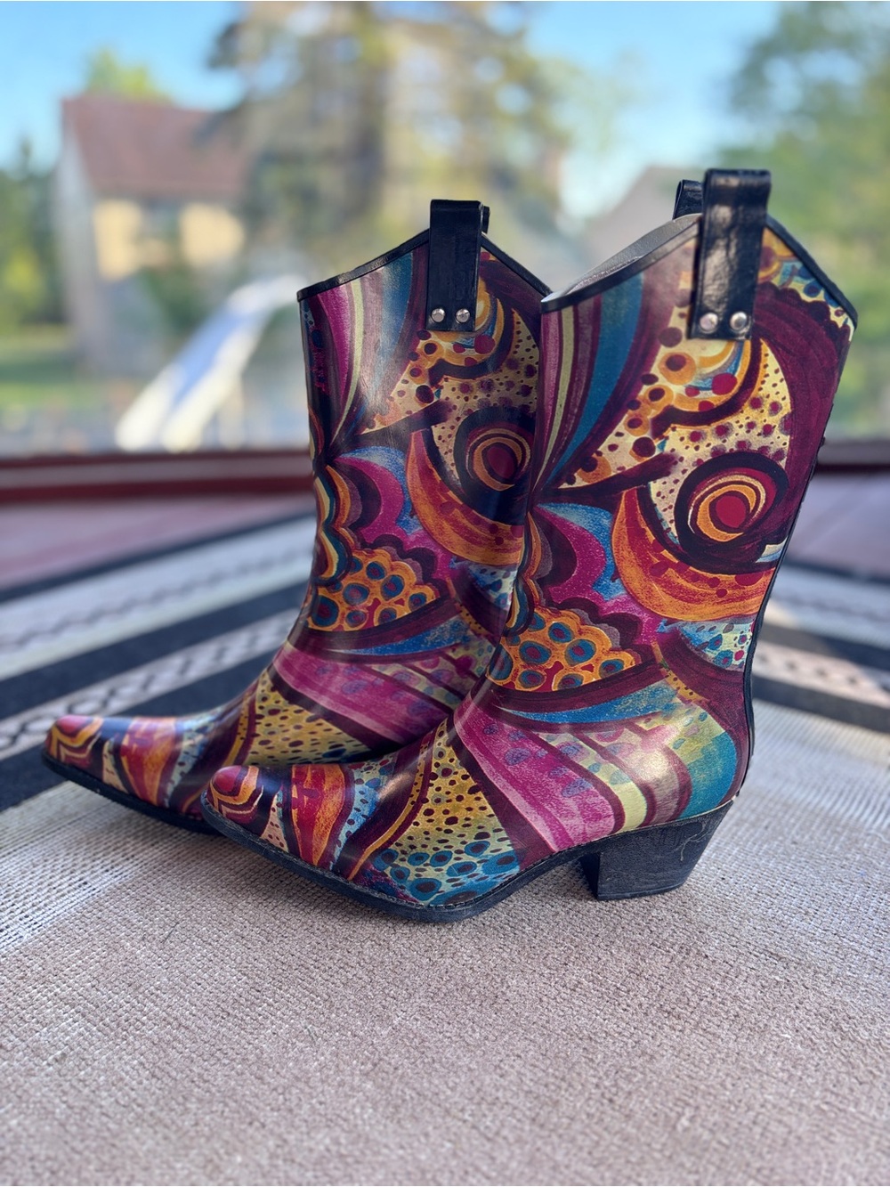 Corkys Nomad Yippy Western Style Rain Boots Water Resistant Rubber Size 9 - Picture 3 of 9